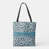 Tote Bag Empreinte de léopard, Spots, Leopard Bleu, Votre N (Dos)