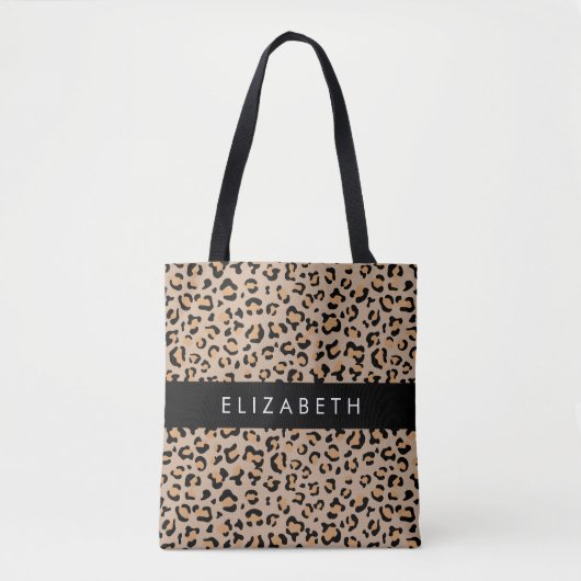 Tote Bag Empreinte de léopard, Spots, Leopard Brown, Votre (Devant)