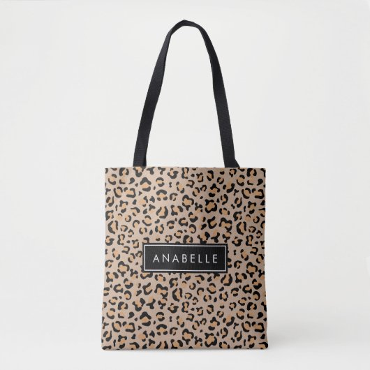 Tote Bag Empreinte de léopard, Spots, Leopard Brown, Votre  (Devant)