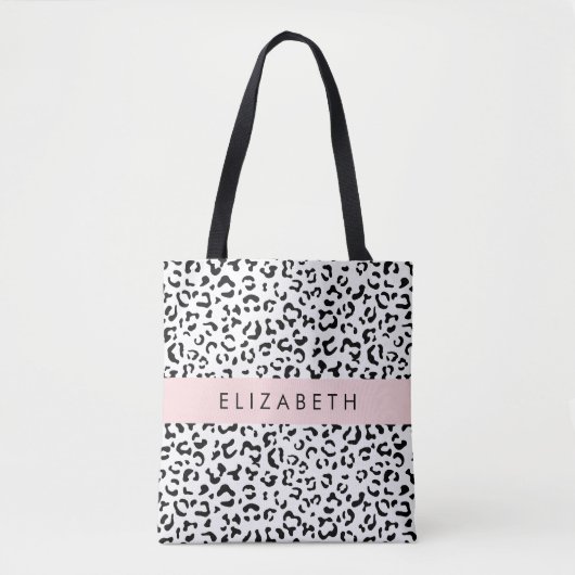 Tote Bag Empreinte de léopard, Spots, Noir Et Blanc, Votre  (Devant)