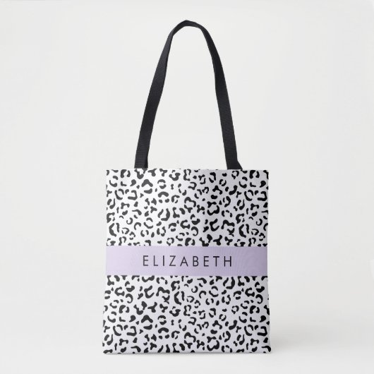 Tote Bag Empreinte de léopard, Spots, Noir Et Blanc, Votre  (Devant)