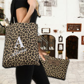 Tote Bag Empreinte de léopard tendance Personnalisé Monogra