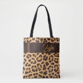 Tote Bag Empreinte de léopard Wild Girly Motif Nom personna (Devant)