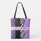 Tote Bag Empreinte de léopard, Zebra Print, Purple, Votre n (Dos)