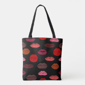 Tote Bag Empreinte de lèvres, baisers rose rouge. (Dos)