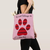 Tote Bag Empreinte de patte à dégradé rouge (De près)