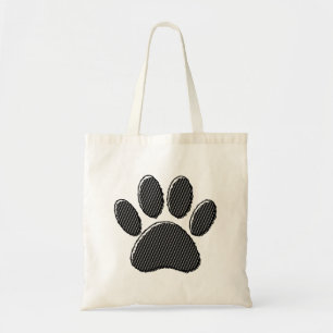 Tote Bag Empreinte de patte de chiot rayé noir et blanc