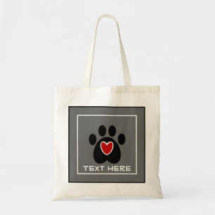 Tote Bag Empreinte de patte et coeur personnalisables