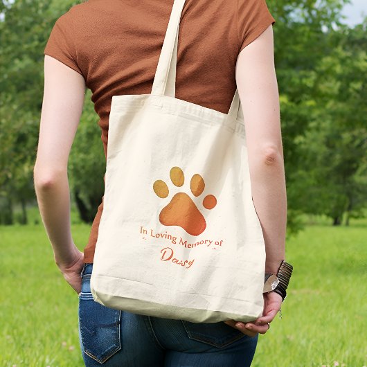 Tote Bag Empreinte de patte Personnalisé Memorial Pet Perte