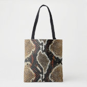Tote Bag empreinte de serpent noir beige poster de animal (Devant)