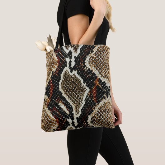 Tote Bag empreinte de serpent noir beige poster de animal (De près)