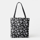 Tote Bag Empreintes de Patte de Chat Noir (Dos)