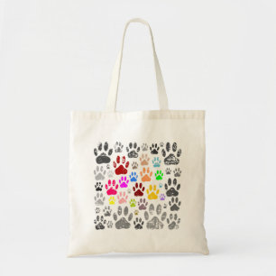 Tote Bag Empreintes de Patte de Chien Colorées en Distress