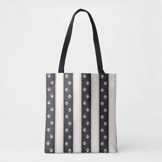 Tote Bag Empreintes de pattes de chats noir & blanc d'antiq (Devant)