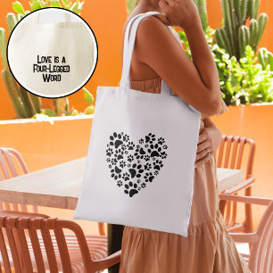 Tote Bag Empreintes de pattes de chien et chat Cœur Saint-V