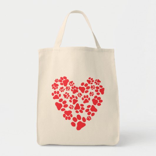 Tote Bag Empreintes de pattes de chien ou de chat Valentine (Devant)