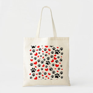 Tote Bag Empreintes de pattes De Chiens Random Et Coeurs Ro