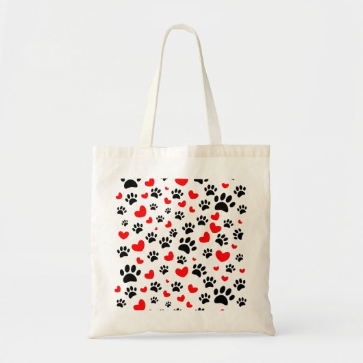 Tote Bag Empreintes de pattes De Chiens Random Et Coeurs Ro (Devant)