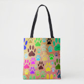 Tote Bag Empreintes de pattes de chiens sur Arrière - plan  (Devant)