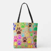 Tote Bag Empreintes de pattes de chiens sur Arrière - plan  (Dos)