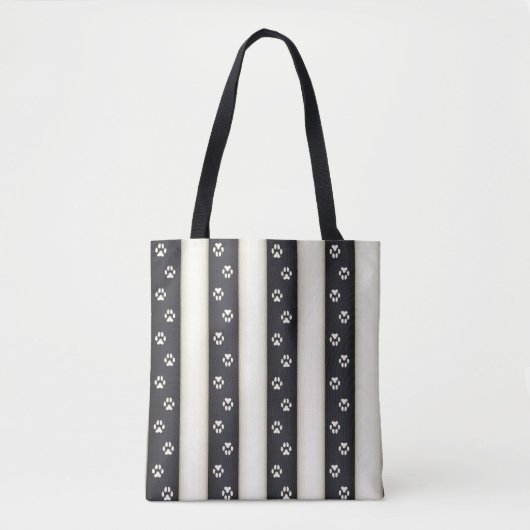 Tote Bag Empreintes de pattes de chiens sur Black & Antique (Devant)