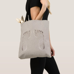 Tote Bag Empreintes de pieds nus dans le sable