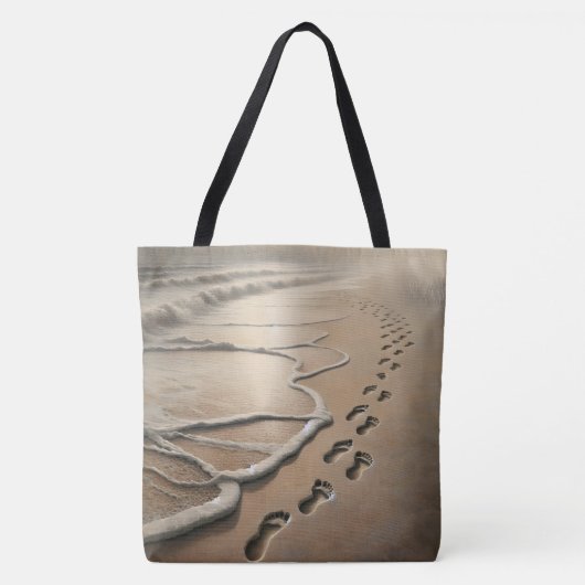 Tote Bag Empreintes De Plage Dans Le Sable (Devant)