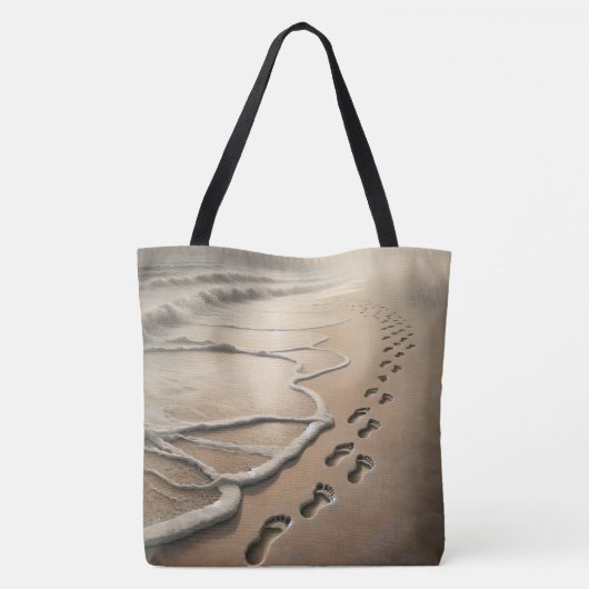 Tote Bag Empreintes De Plage Dans Le Sable (Dos)
