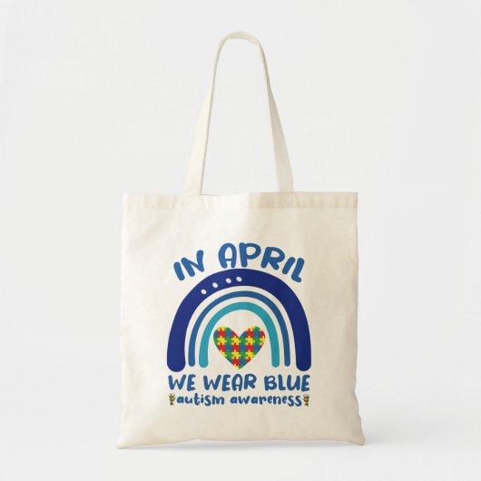 Tote Bag En Avril Nous Portons Bleu Sensibilisation sur l'a (Devant)