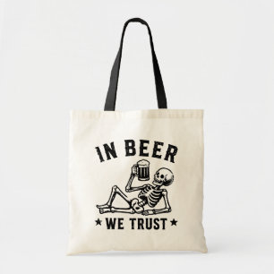 Tote Bag En bière, nous avons confiance squelette Beer Pong