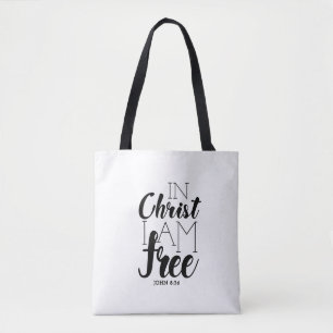 Tote Bag En Christ je suis libre Ecriture promet liberté