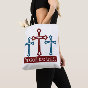 Tote Bag En Dieu, nous faisons confiance, Crucifix