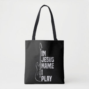 Tote Bag En Jésus Nom Je Joue Guitare Chrétienne Guitare Pl