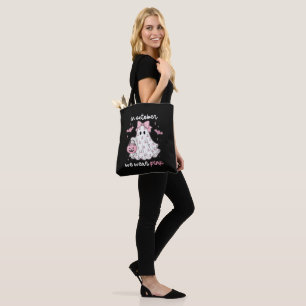 Tote Bag en Octobre Nous Portons Rose Fantôme Halloween