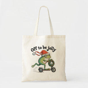 Tote Bag En route pour être joyeux – Grenouille de Noël sur