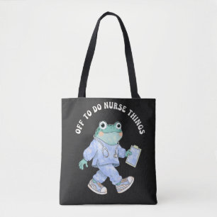 Tote Bag En route pour faire des choses d'infirmière Grenou