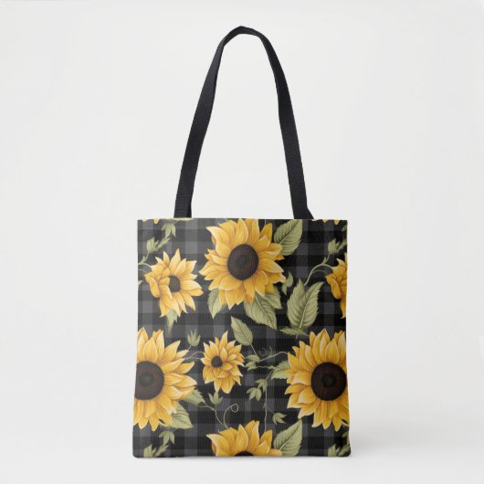 Tote Bag en vichy Motif tournesol (Devant)