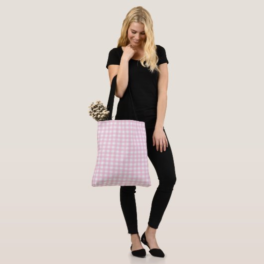 Tote Bag En vichy rose (Sur le modèle)