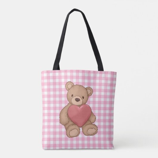 Tote Bag en vichy rose - (Dos)