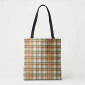 Tote Bag En vichy vert orange (Devant)