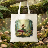 Tote Bag Enchanted Day Fairy Reading a Book
