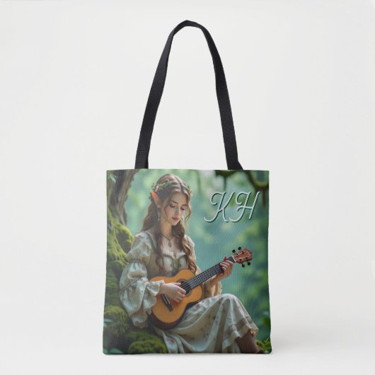 Tote Bag Enchanted Elven Girl Playing a Ukulele (Devant)