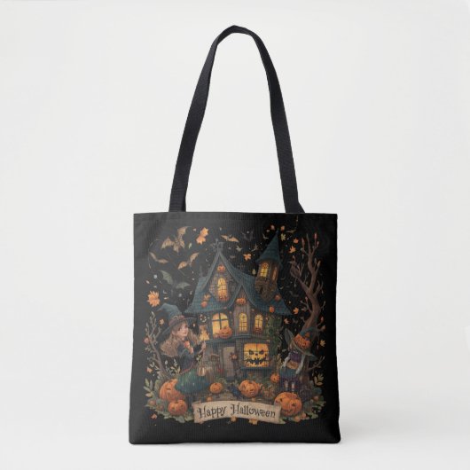 Tote Bag Enchanted Haunted House Halloween (Devant)