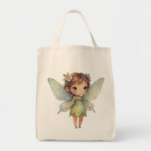 Tote Bag Enchanted Woodland Fairy: pastel green Sprite (Devant)