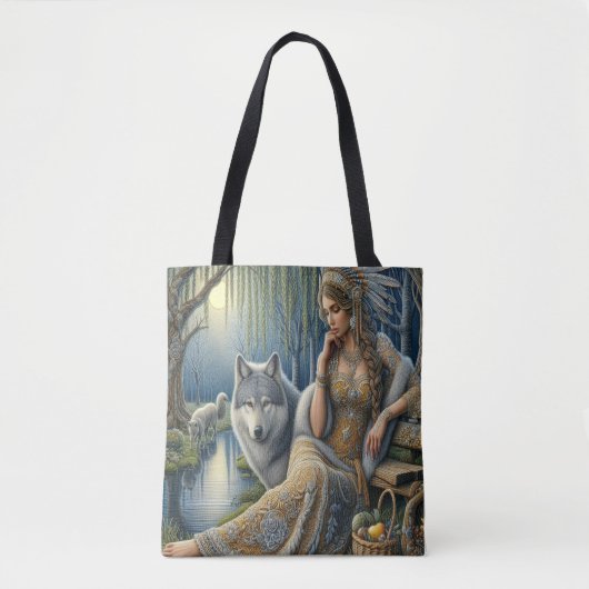 Tote Bag Enchantement Lune dans la Forêt Mystique (Devant)
