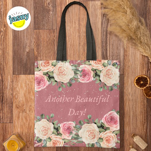 Tote Bag Encore une belle journée Soft White Rose
