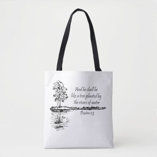 Tote Bag Encourageant Écriture Psaume 1:3 (Devant)
