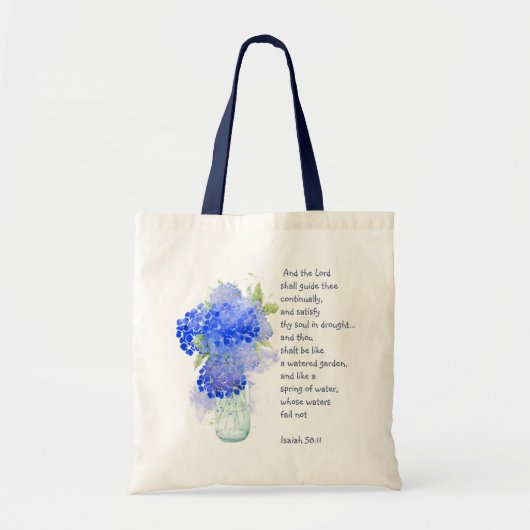 Tote Bag Encourager l'écriture Isaiah Blue Garden Flower (Devant)