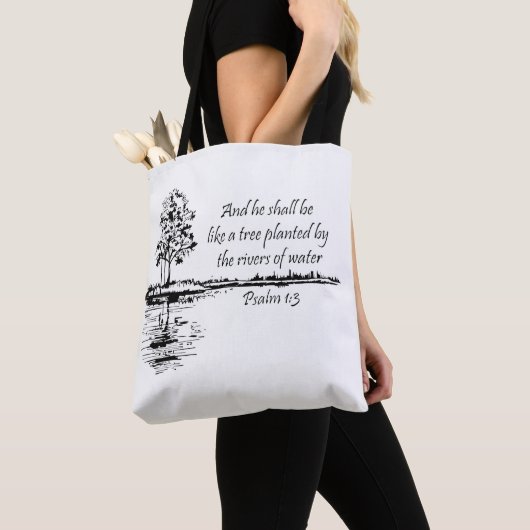 Tote Bag Encouraging Scripture Psalm 1:3  (De près)