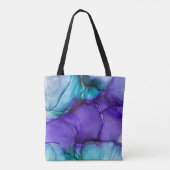 Tote Bag Encre d'alcool violette et Turquoise Art Abstrait (Dos)